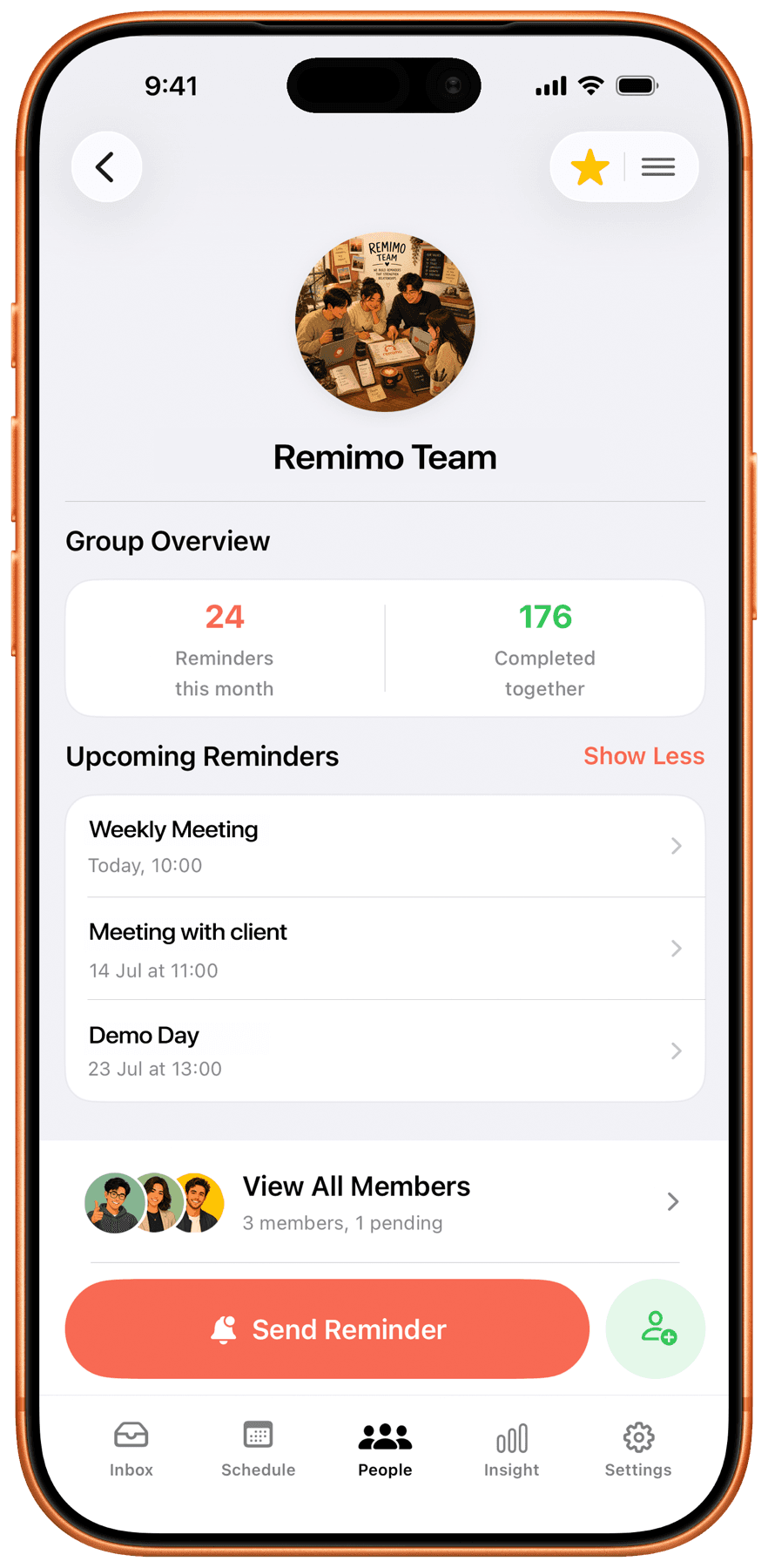A group overview in Remimo